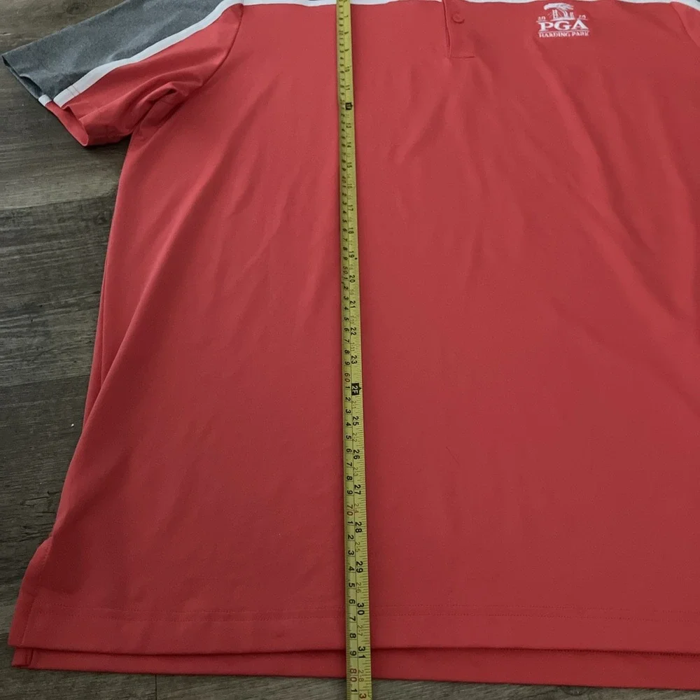 Adidas Shirt Mens XL Red Gray 2020 PGA Harding Park Golf Polo‎ Short Sleeve